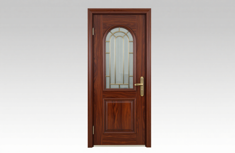 Steel entry door with glass inserts